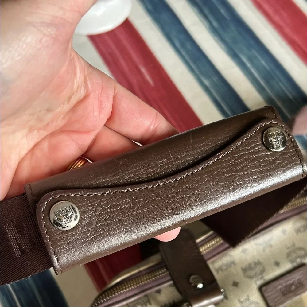 MCM Monogram Brown and Cream Briefcase impeccable